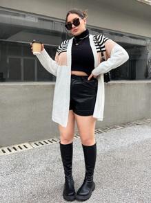 SHEIN Essnce 大码条纹开衫 - 彩色 - 查看 7