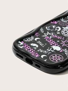 ROMWE Goth 1入組字母骷髏與地理圖形TPU手機殼，適用於iPhone - 彩色 - 查看 3