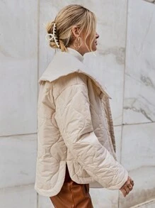 SHEIN Essnce 拉鍊絎縫外套 - 米色 - 查看 5