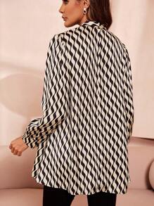 SHEIN Clasi Allover Print Tie Neck Blouse - Multicolor - View 2