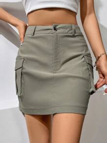 SHEIN Unity 側翻蓋口袋工裝裙