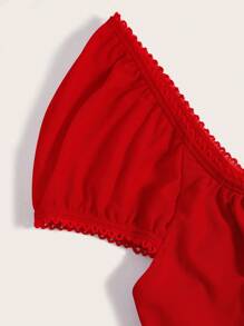 SHEIN MOD 素色前繫帶T恤