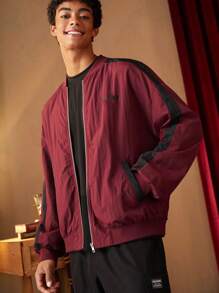 HARRY POTTER X SHEIN Men's Cartoon Printed Baseball Collar Jacket With Back Print - Red - View 8