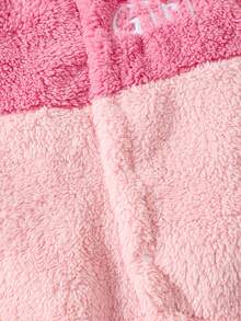 Baby Girl Letter Embroidery Two Tone Teddy Jumpsuit - Multicolor - View 4