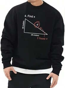 男士標語圖案保暖襯裡運動衫