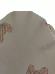 In Gấu Thả vai Viền chia cắt Váy ngủ - Màu be - Xem 7