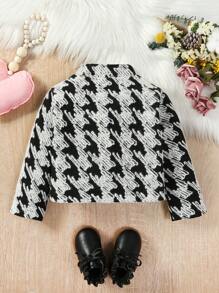 Baby Boy Houndstooth Print Button Front Overcoat - Multicolor - View 3