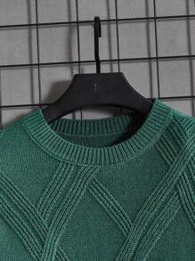 GENTILAND 男款長袖圓領毛衣 - 墨綠色 - 查看 4