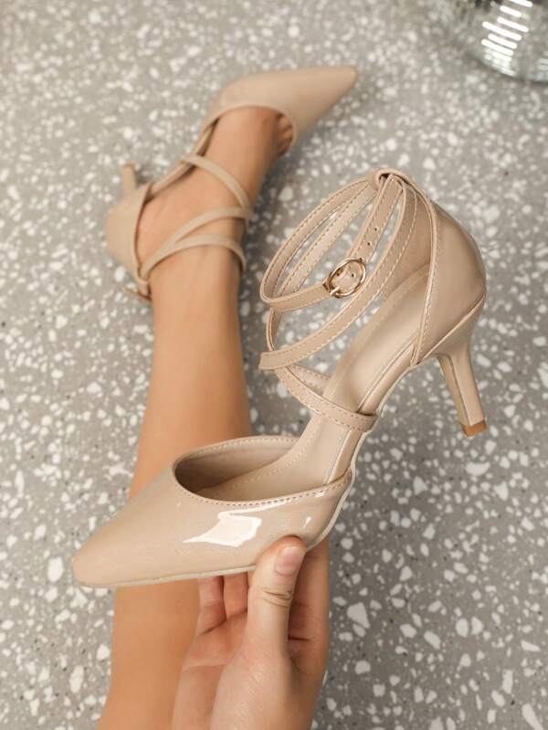 Fall/Winter Women's High Heels, Pointed Toe, Cross Strap, Hollow Out, Single Buckle, Comfortable & Versatile Shoes,Elegant,Party