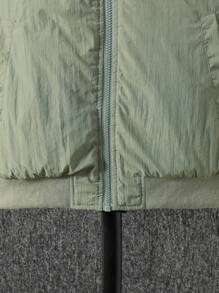 Tween Boy Zip Up Drop Shoulder Padded Coat Without Hoodie - Army Green - View 4