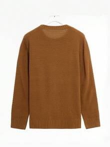 Men Solid Cable Knit Sweater - Camel - View 2