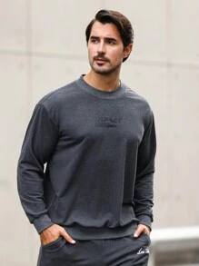 Manfinity Sport Corelite Áo nỉ thể thao họa tiết chữ Boyfriend Style dành cho nam Áo nỉ thể thao họa tiết chữ Boyfriend Style dành cho nam - Màu xám đen - Xem 1