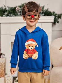 SHEIN Young Boy Bear Print Hoodie - Multicolor - View 1
