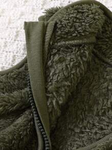 SHEIN Baby Boy Zip Up Teddy Vest Coat - Green - View 4