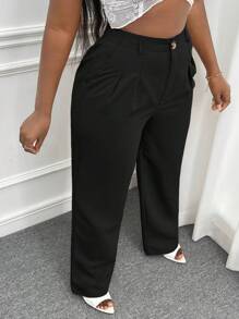 Slaydiva Pantaloni dritti monocolore tasca inclinata
