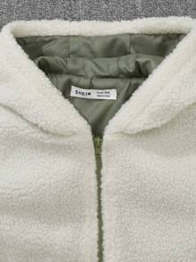 SHEIN Young Boy 3D Ear Design Teddy Coat With Bag - Beige - View 4