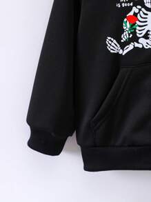 SHEIN Jonge jongen beer en slogan grafische hoodie met rits