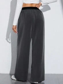 Muchica Eo đàn hồi Quần ống rộng - Xám - Xem 2