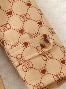 Baby Girls Allover Print Double Breasted Belted Trench Coat