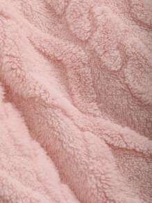 DAZY Solid Drop Shoulder Flannel PJ Set Fall,Winter - Pink - View 7