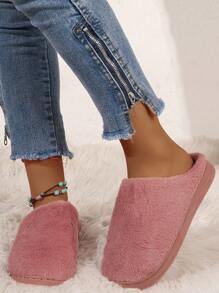 Minimalist Fluffy Bedroom Slippers - Dusty Pink - View 2