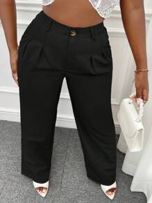 Slaydiva Pantaloni dritti monocolore tasca inclinata