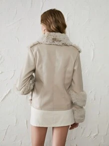 Anewsta Abrigo con diseño con hebilla de peluche - Beis - Ver 2