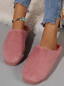 Minimalist Fluffy Bedroom Slippers - Dusty Pink - View 3