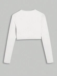 SHEIN BASICS Chất rắn Áo phông Crop - trắng - Xem 2