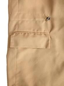 Manfinity Mode Men 1pc Lapel Neck Single Button Blazer & 1pc Suit Pants - Khaki - View 3