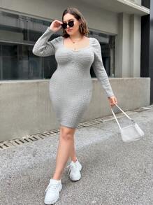 SHEIN Essnce Plus Sweetheart Neck Bodycon Sweater Dress