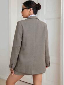 Aveloria Modichic Houndstooth Print Double Button Blazer & Skirt  Fall Cloth For Women - Multicolor - View 5