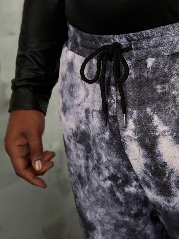 Men Plus Tie Dye Drawstring Waist Sweatpants