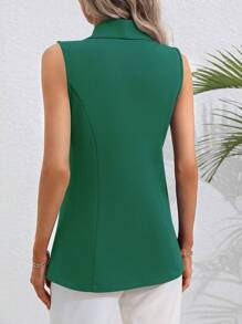 Chiquease Solid Single Button Vest Blazer - Green - View 3
