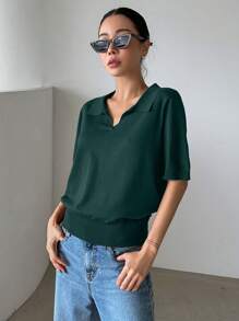 DAZY Solid Relaxed Fit Knit Top,Fall Clothes,Back To School Clothes - Green - View 3