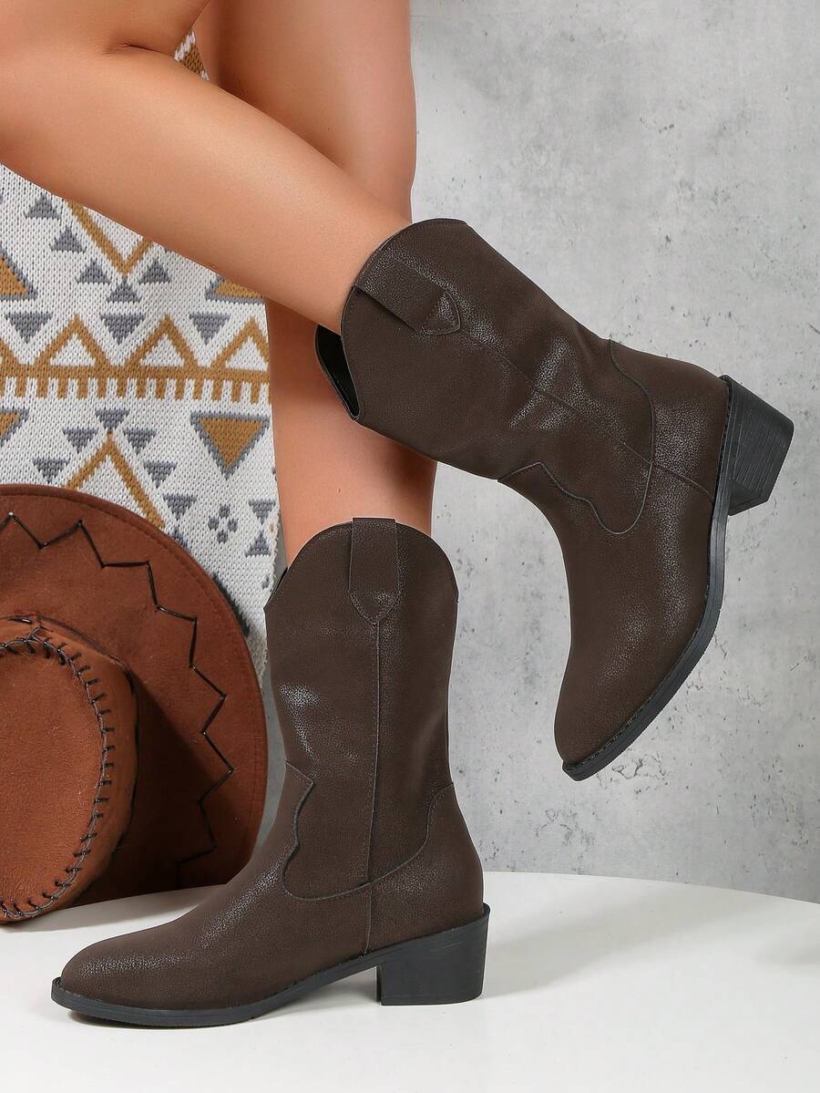 Women's Fashionable Boots - Brown - View 1