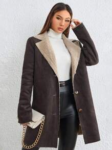 SHEIN Essnce Áo khoác nữ - màu nâu - Xem 3