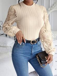 Chiquease 網紗拼接燈籠袖連身背心