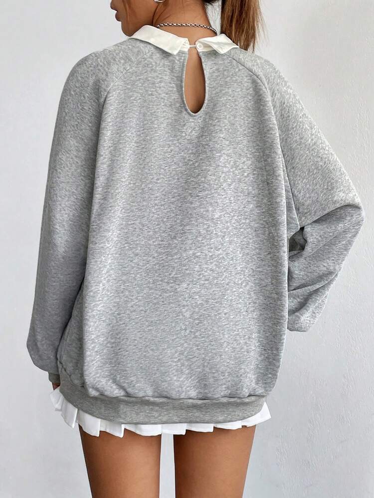 Letter Graphic Raglan Sleeve 2 In 1 Sweatshirt Pullover Fall Sweatshirt