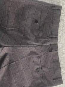 Men 1pc Plaid Single Button Blazer & 1pc Suit Pants - Grey - View 8