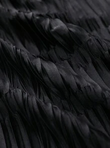 BizChic Button Front Pleated Shirt - Black - View 3