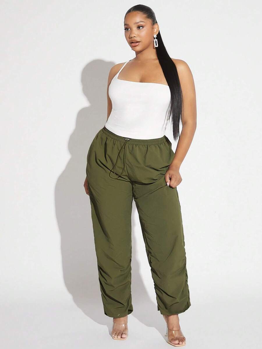 SHEIN SXY Plus Solid Cami Top & Drawstring Waist Pants - Multicolor - View 1