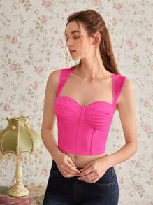 SHEIN MOD Áo khoác và áo lót dành cho xe tăng nữ - Màu Hồng Tươi - Xem 4