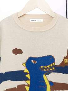 SHEIN Boys Dinosaur Pattern Sweater - Multicolor - View 4