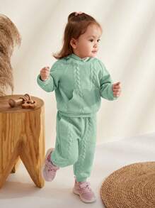 Cozy Pixies Bebé niña Pantalones deportivos con capucha de manga raglán - verde menta - Ver 4