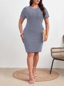 SHEIN Essnce Đầm Plus Size - Màu xanh hải quân - Xem 4