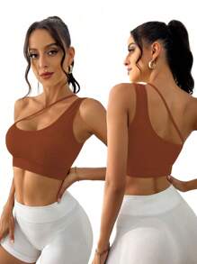 3pcs One Shoulder Cut Out Sports Bra - Multicolor - View 2