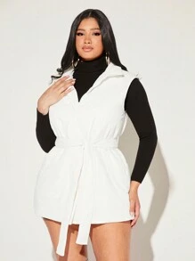 SHEIN SXY 拉鏈開襟連帽外套馬甲 - 白色 - 查看 3