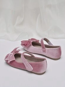 女孩絲絨公主鞋帶大蝴蝶結裝飾用品,秋冬 - 粉色 - 查看 2
