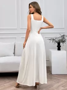 SHEIN Essnce Solid Tank Dress,White Graduation Dress,White Graduation Dress - White - View 3